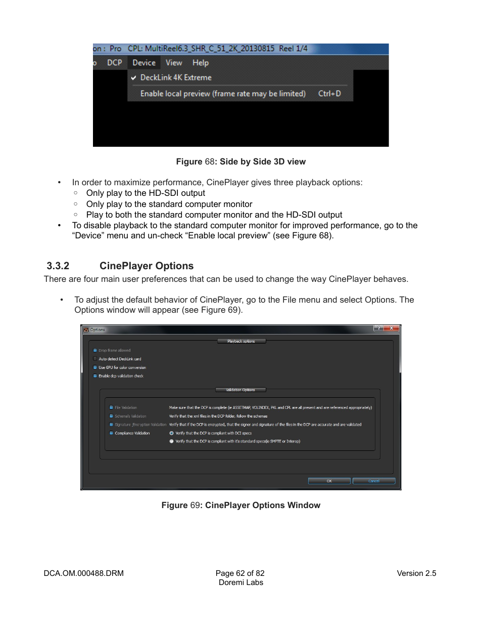 2 cineplayer options, Figure 68) | Doremi CineAsset User Manual | Page 62 / 82