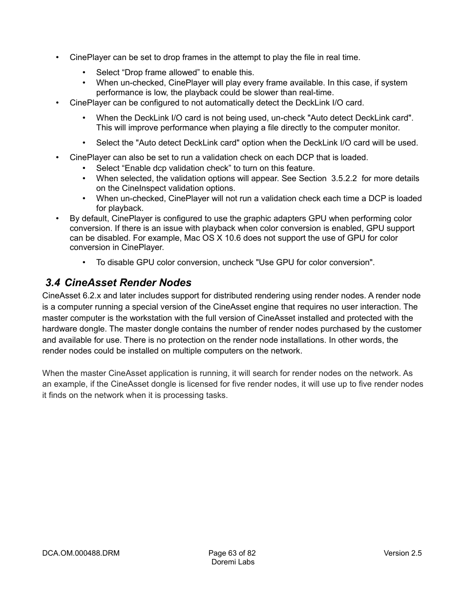 4 cineasset render nodes | Doremi CineAsset User Manual | Page 63 / 82