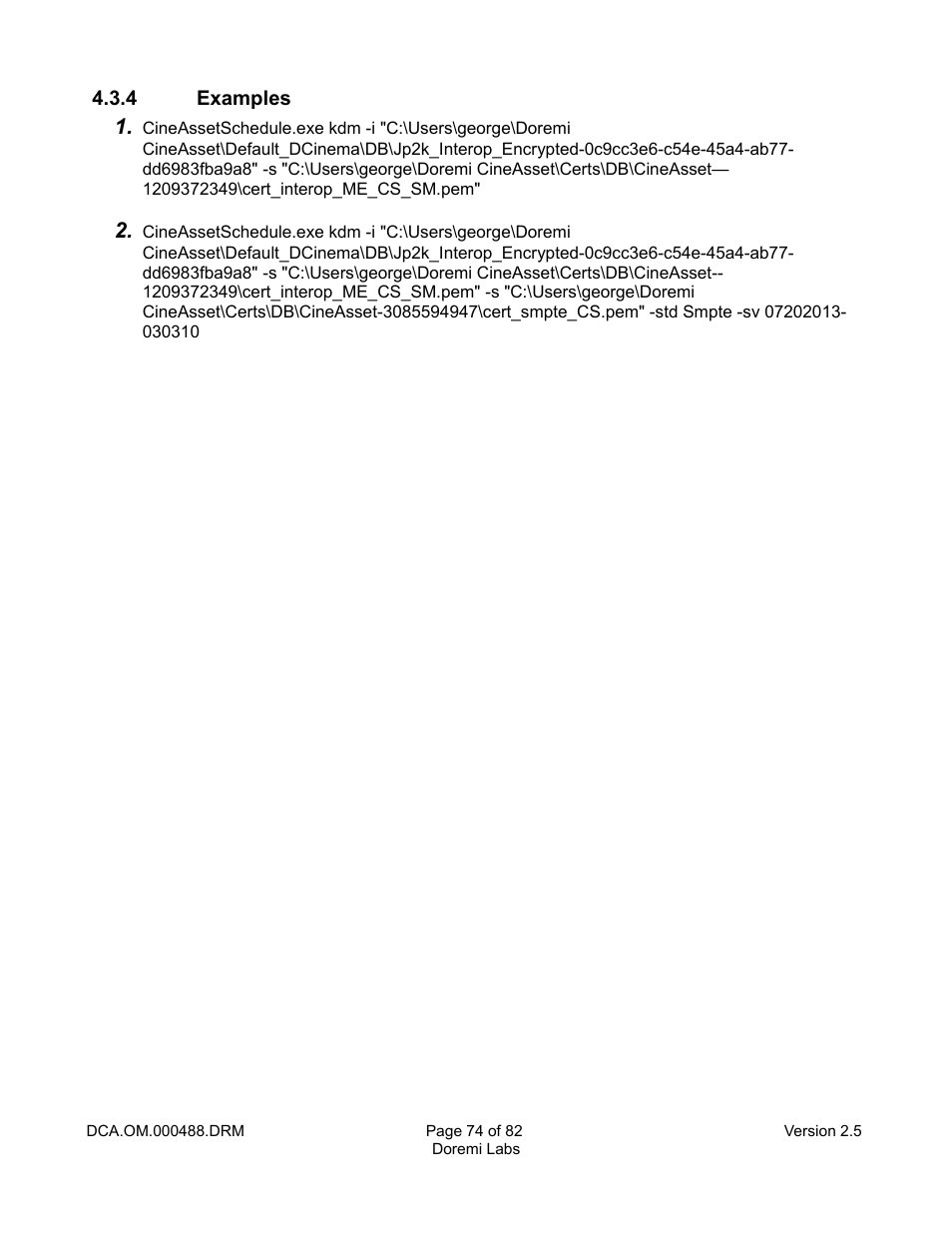 4 examples | Doremi CineAsset User Manual | Page 74 / 82