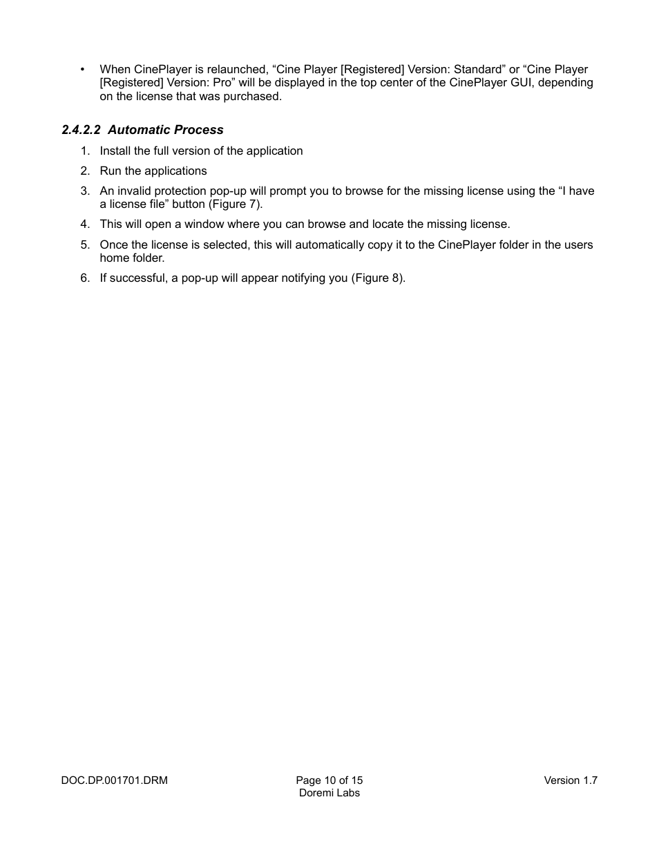 2 automatic process | Doremi CineAsset User Manual | Page 10 / 15