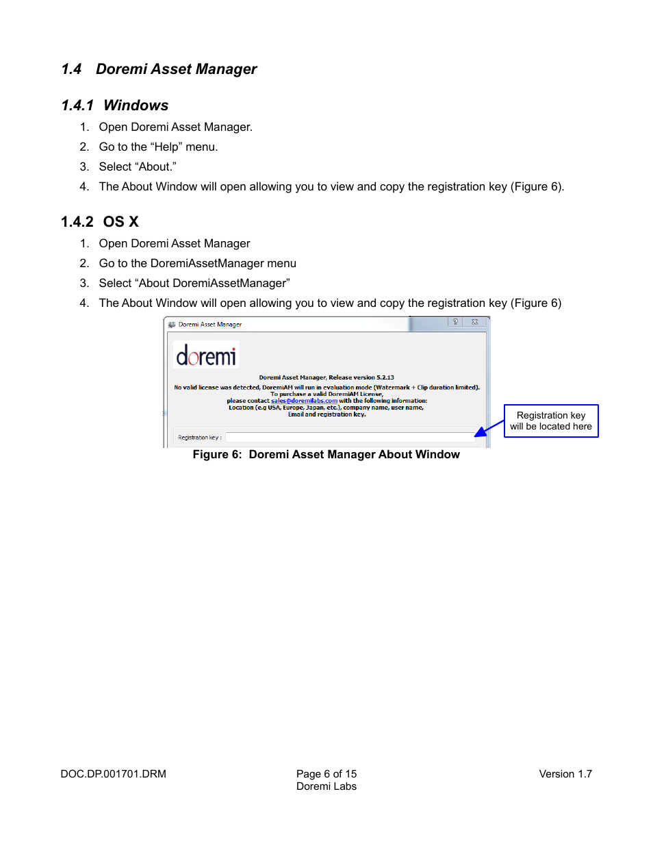 4 doremi asset manager, 1 windows, 2 os x | 4 doremi asset manager 1.4.1 windows | Doremi CineAsset User Manual | Page 6 / 15