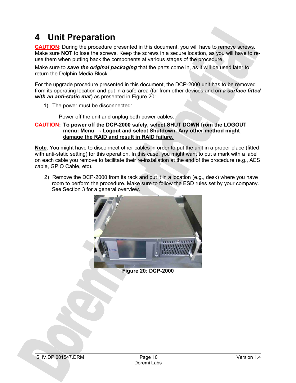 4 unit preparation | Doremi DCP to ShowVault Conversion Procedure User Manual | Page 10 / 24