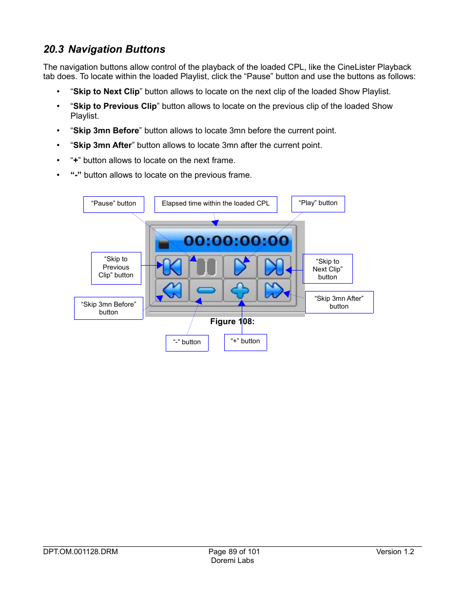 3 navigation buttons | Doremi DC-POST User Manual | Page 89 / 101