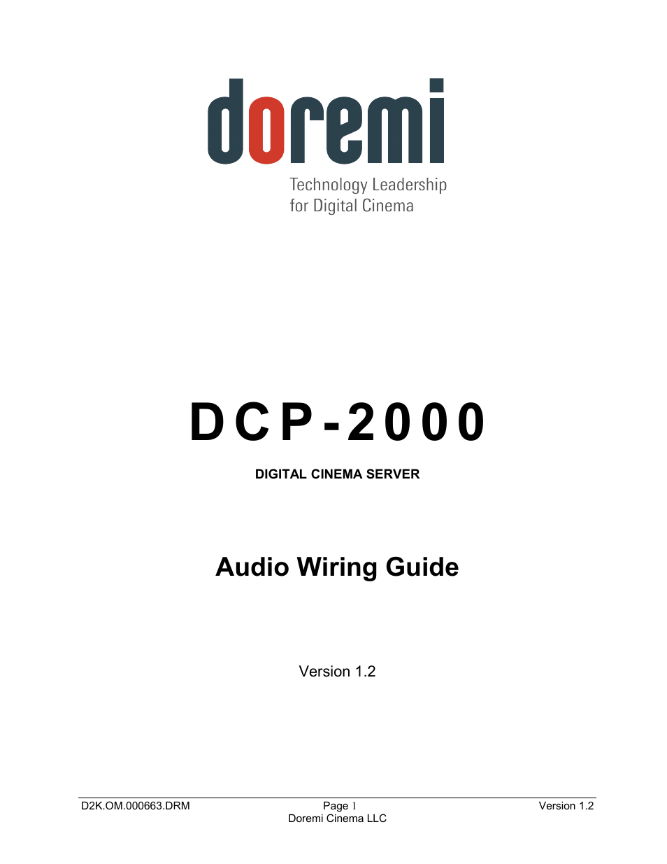 Doremi DCP-2000 User Manual | 10 pages