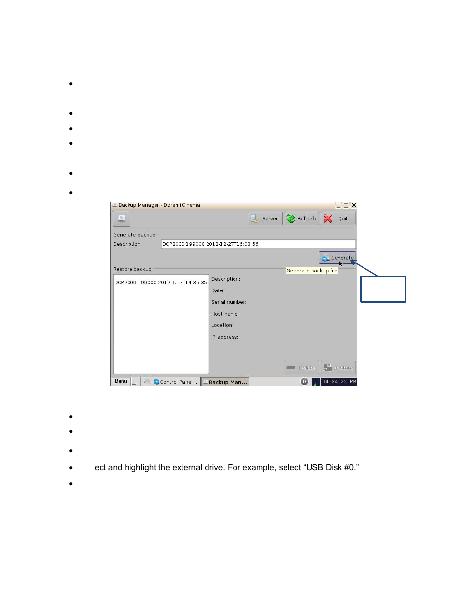 2 manual back up to external drive | Doremi DCP-2000 User Manual | Page 13 / 23