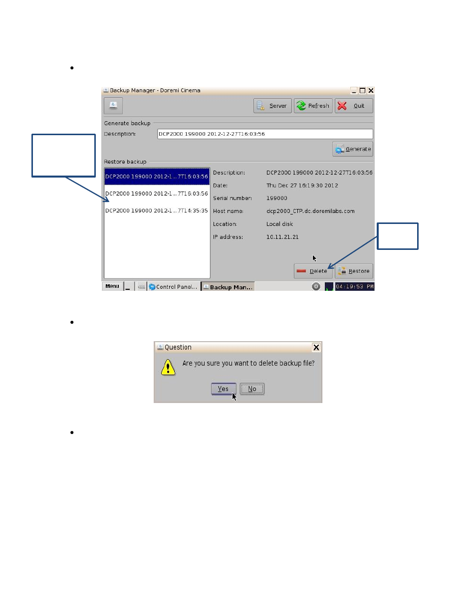 3 deleting backup file(s) | Doremi DCP-2000 User Manual | Page 15 / 23