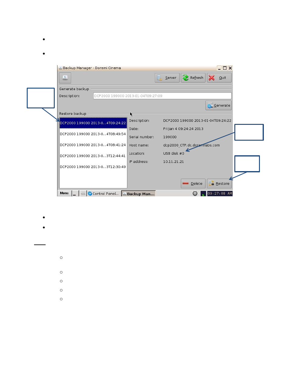2 restoring from an external drive | Doremi DCP-2000 User Manual | Page 19 / 23