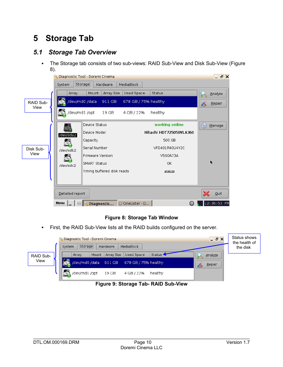 5 storage tab, 1 storage tab overview | Doremi DCP-2000 User Manual | Page 10 / 35