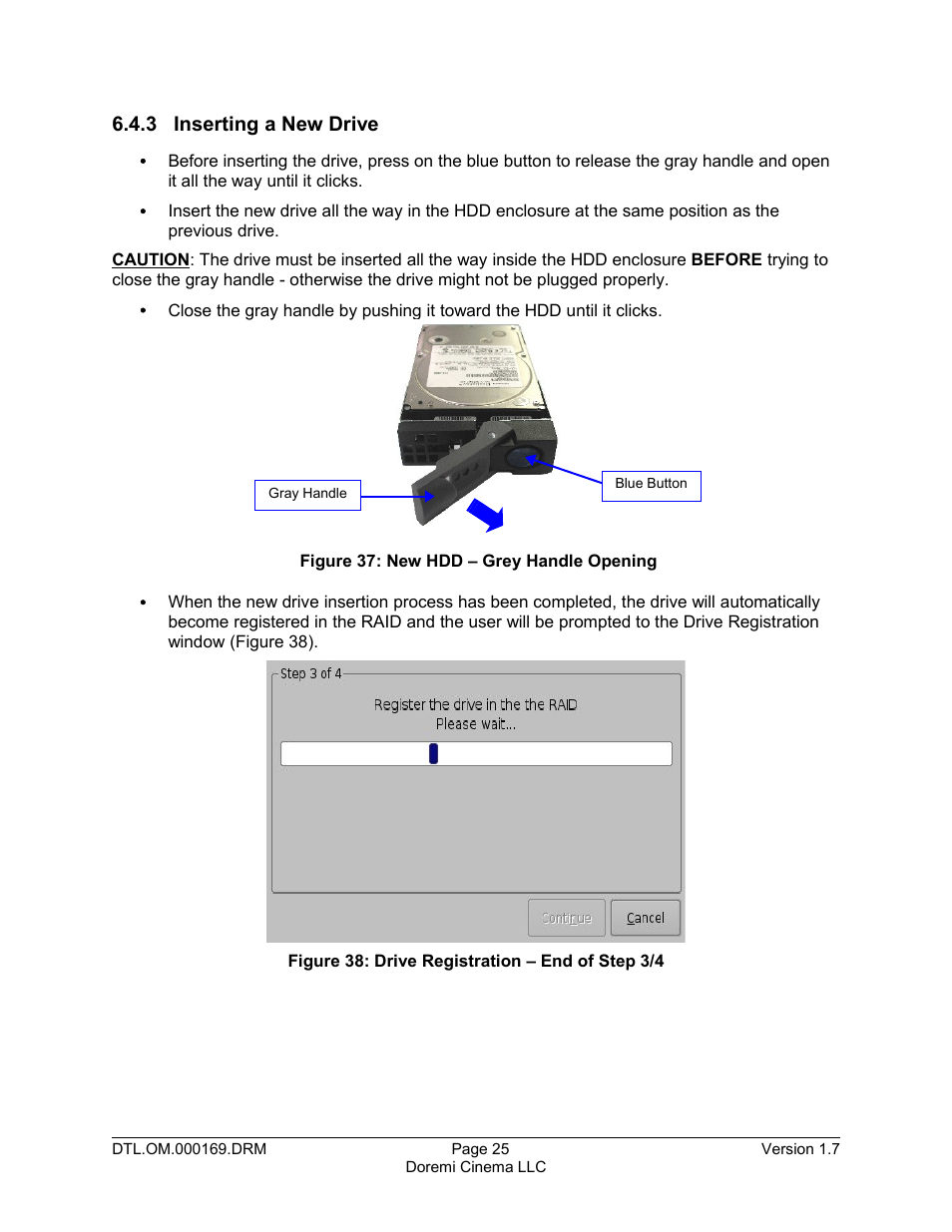 3 inserting a new drive | Doremi DCP-2000 User Manual | Page 25 / 35