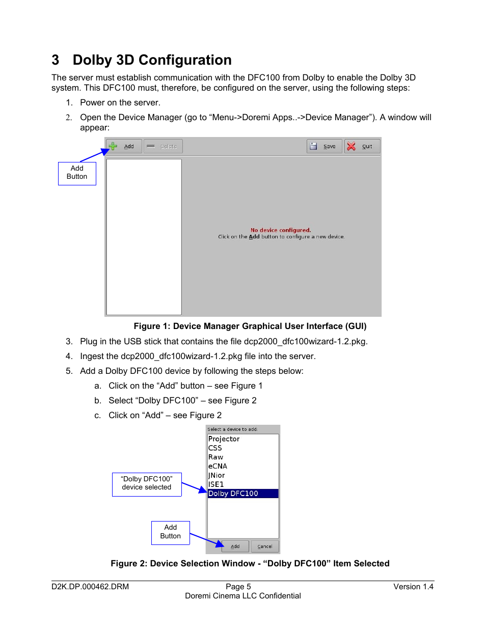 3 dolby 3d configuration | Doremi DCP-2000 User Manual | Page 5 / 11