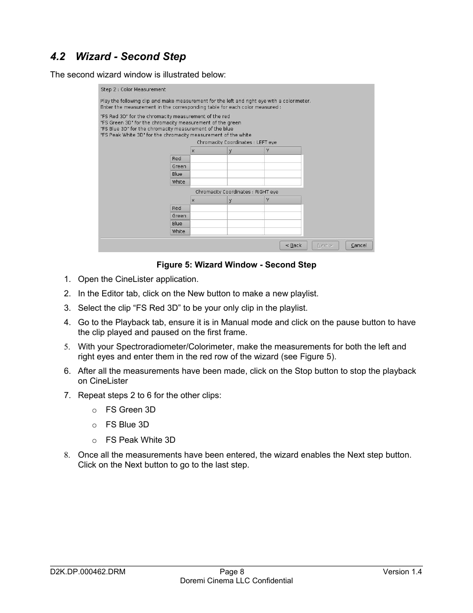 2 wizard - second step | Doremi DCP-2000 User Manual | Page 8 / 11