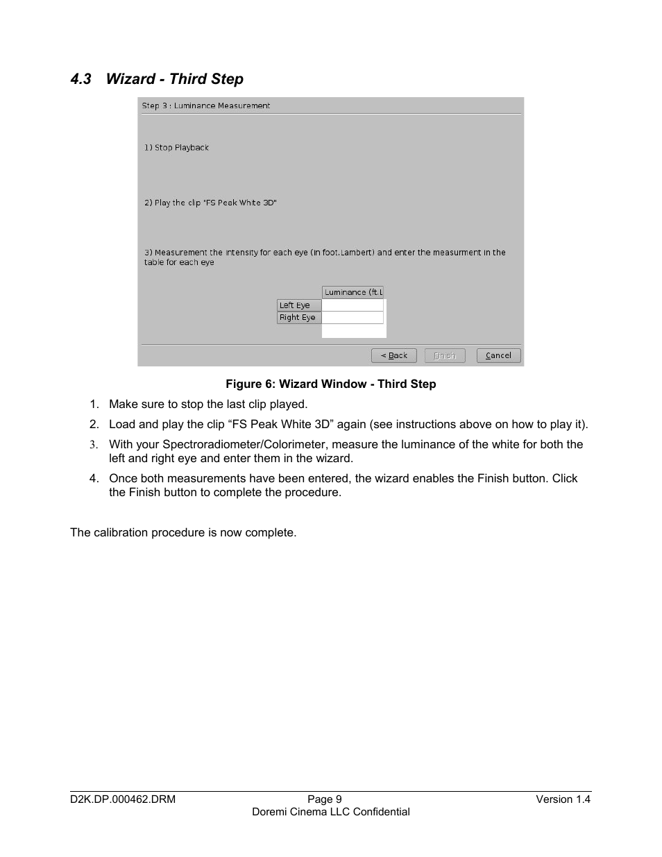 3 wizard - third step | Doremi DCP-2000 User Manual | Page 9 / 11