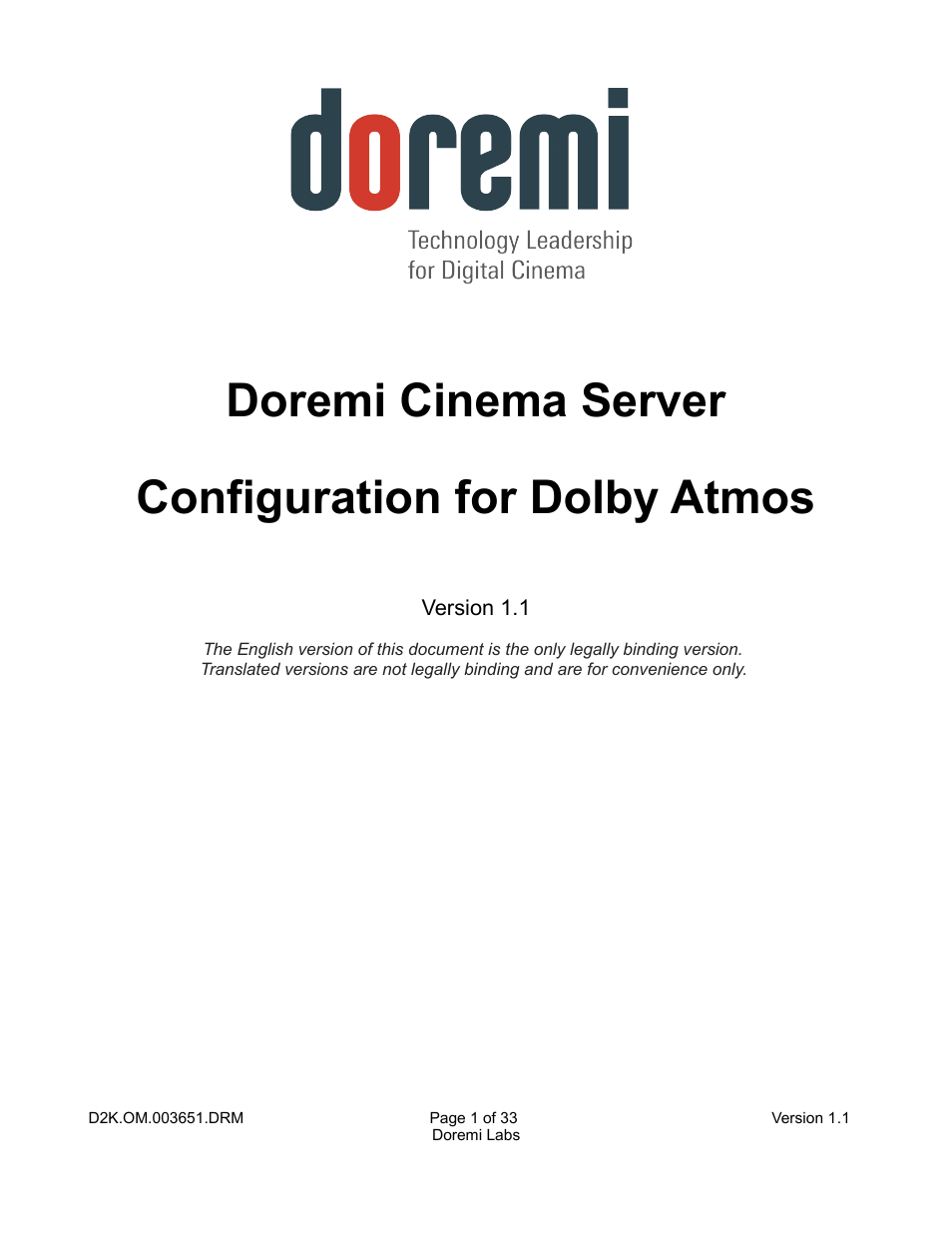 Doremi DCP-2000 User Manual | 33 pages