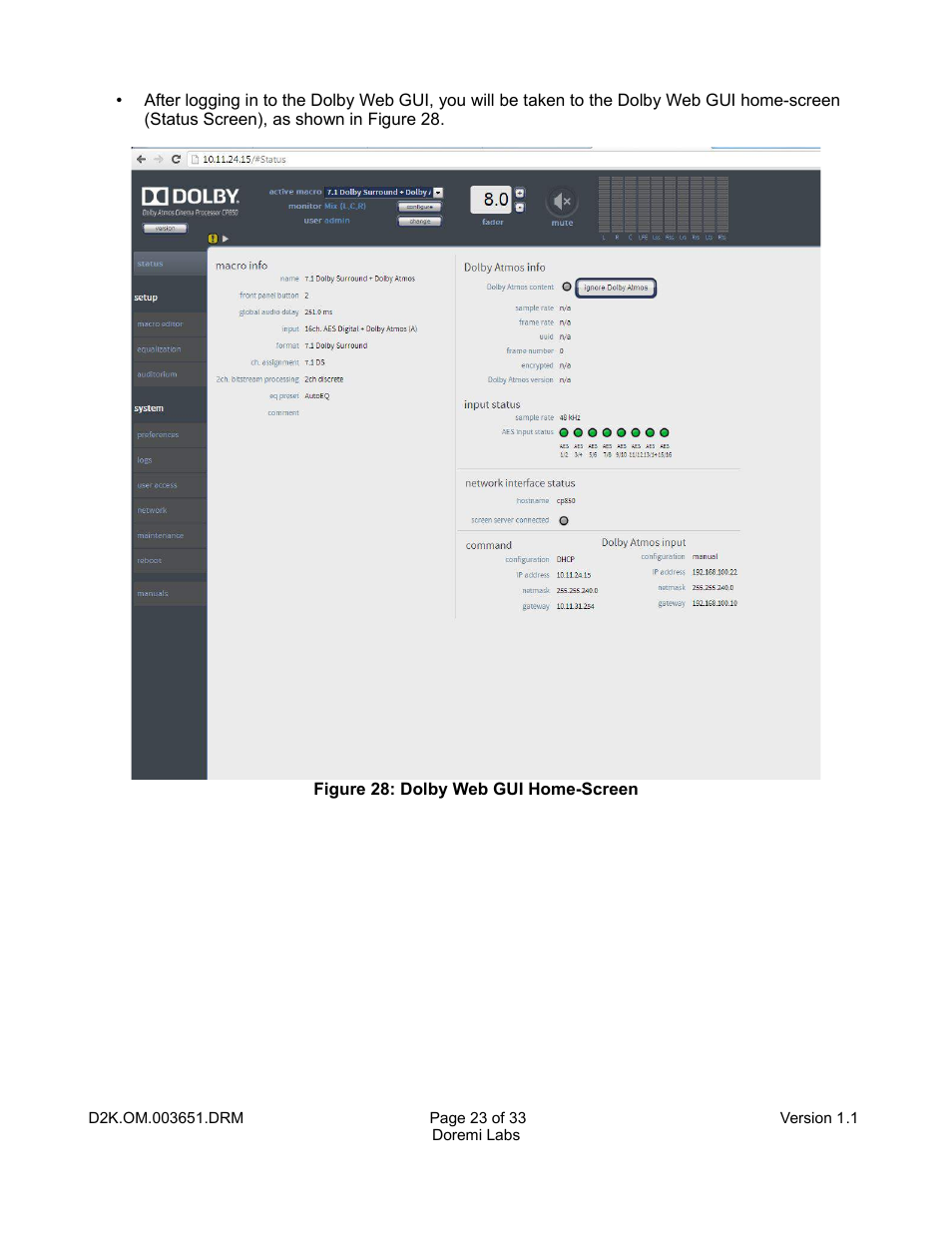 Doremi DCP-2000 User Manual | Page 23 / 33