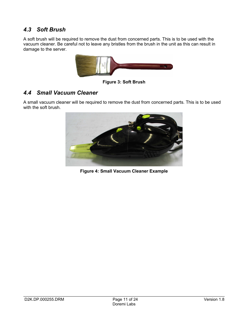 3 soft brush, 4 small vacuum cleaner | Doremi DCP-2000 User Manual | Page 11 / 24