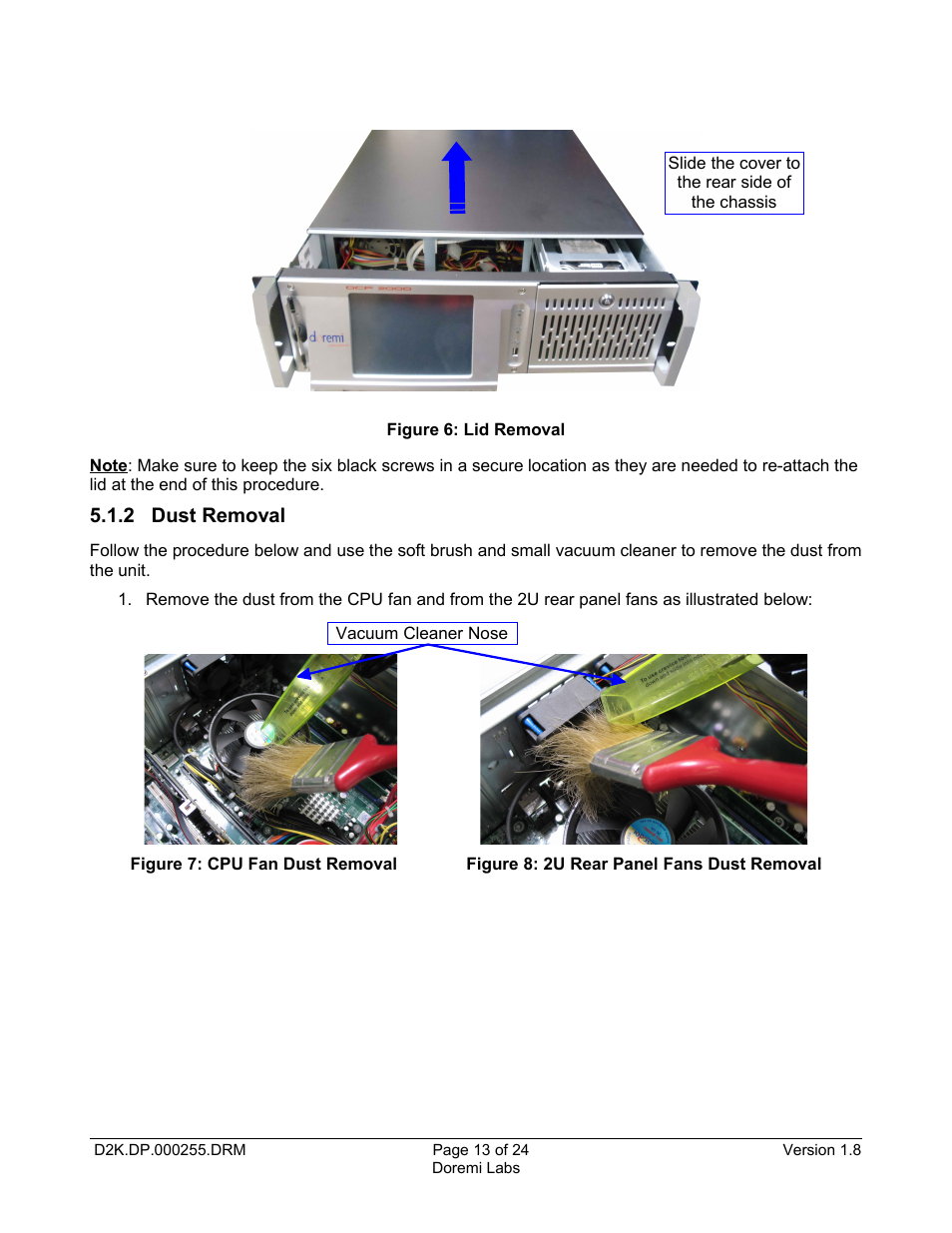2 dust removal | Doremi DCP-2000 User Manual | Page 13 / 24