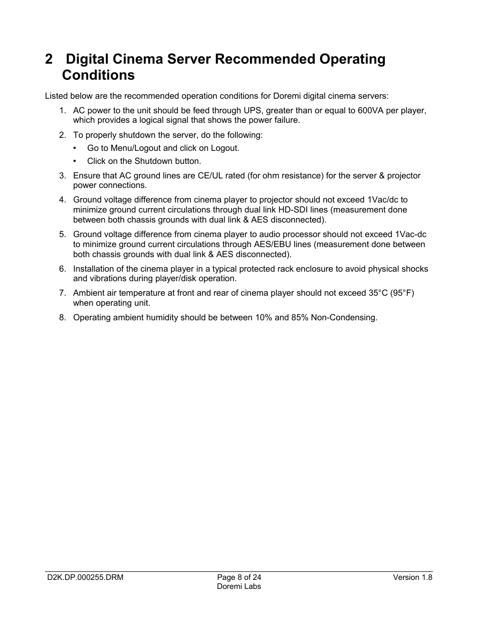 Doremi DCP-2000 User Manual | Page 8 / 24