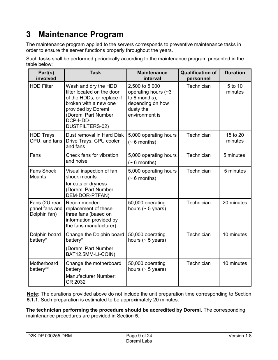 3 maintenance program | Doremi DCP-2000 User Manual | Page 9 / 24