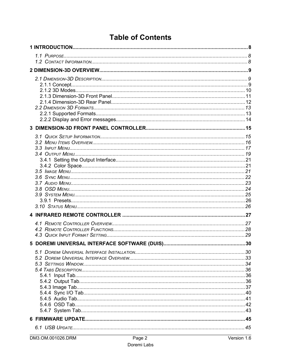 Doremi Dimension3D User Manual | Page 2 / 49