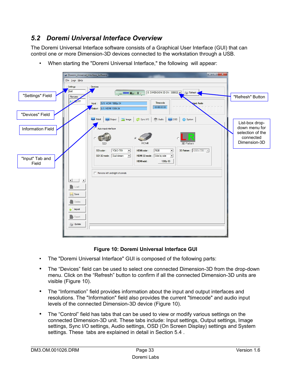 2 doremi universal interface overview | Doremi Dimension3D User Manual | Page 33 / 49