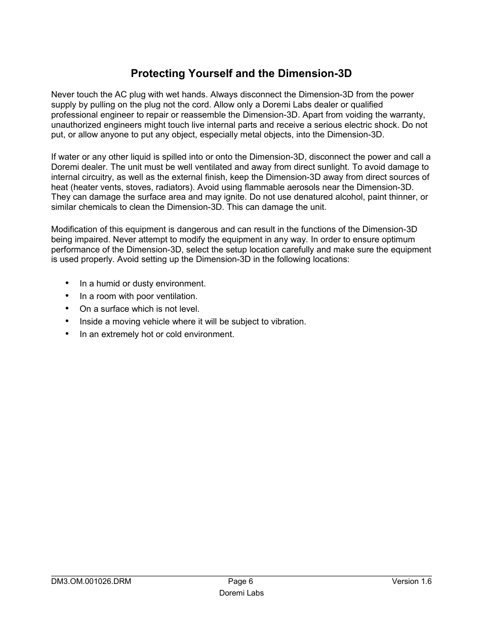 Protecting yourself and the dimension-3d | Doremi Dimension3D User Manual | Page 6 / 49