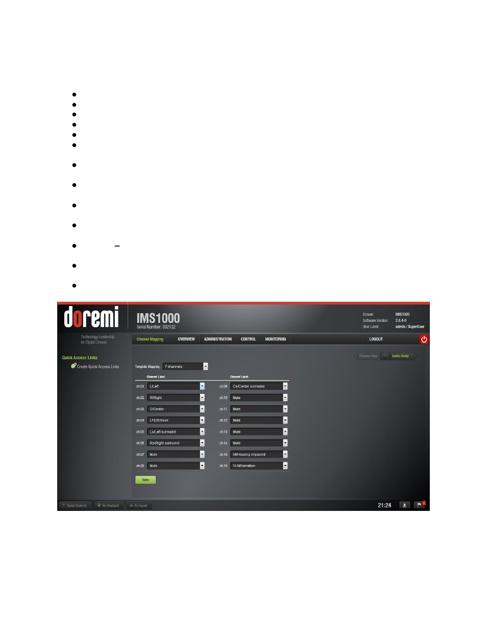 Seven channels | Doremi IMS1000 User Manual | Page 107 / 320