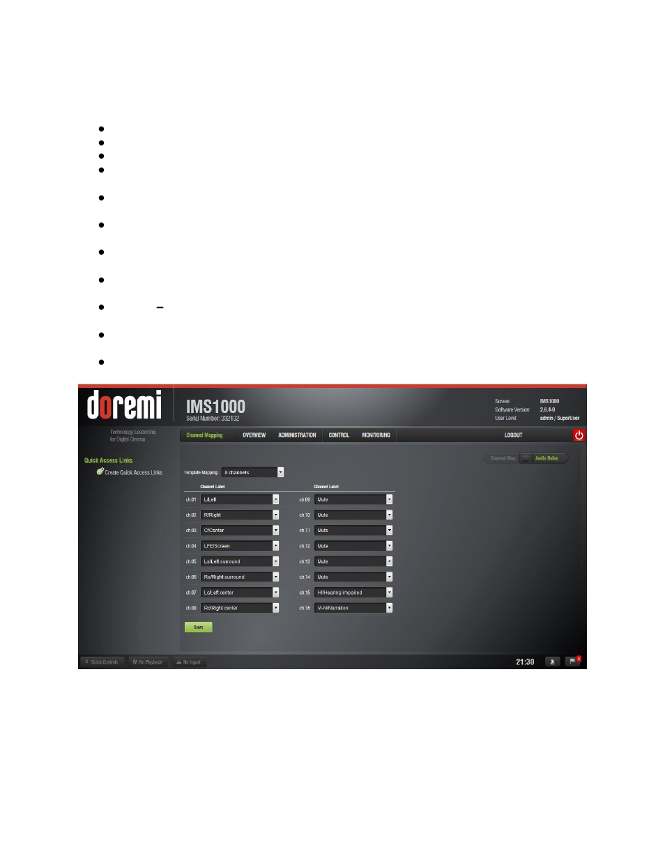 Eight channels | Doremi IMS1000 User Manual | Page 108 / 320