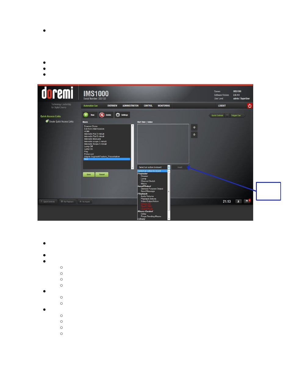 Inserting actions into macro cues | Doremi IMS1000 User Manual | Page 127 / 320