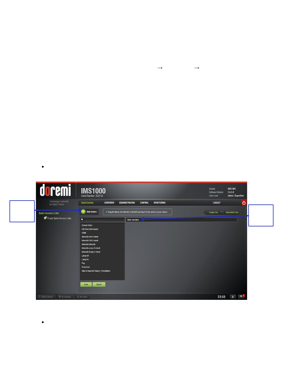 Quick controls, Creating macros, Setting up quick controls | 7 quick controls | Doremi IMS1000 User Manual | Page 139 / 320