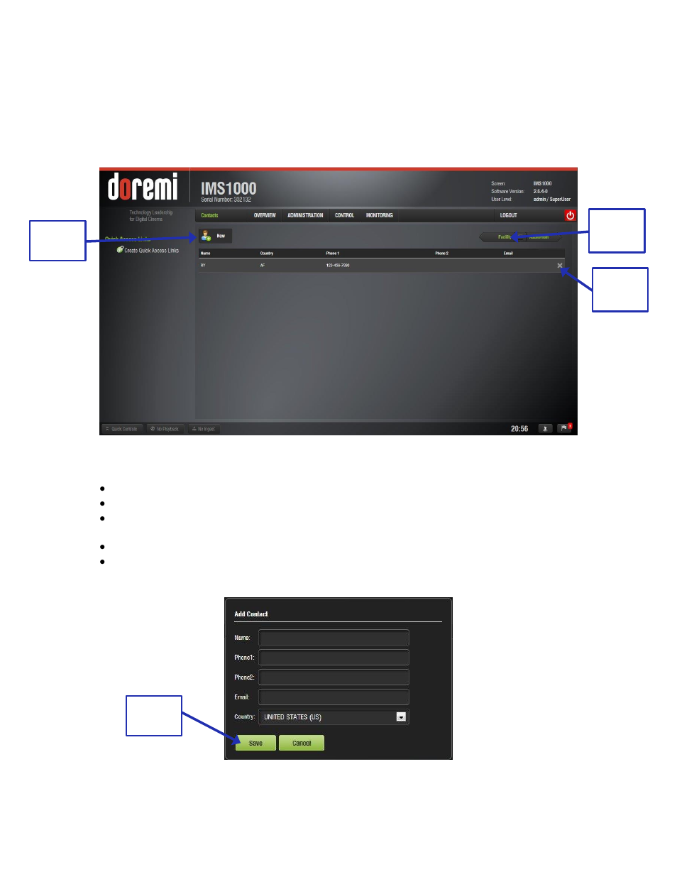Contacts tab | Doremi IMS1000 User Manual | Page 156 / 320