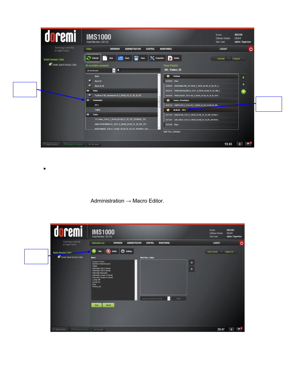 Skip to showplaylist segment macro | Doremi IMS1000 User Manual | Page 203 / 320