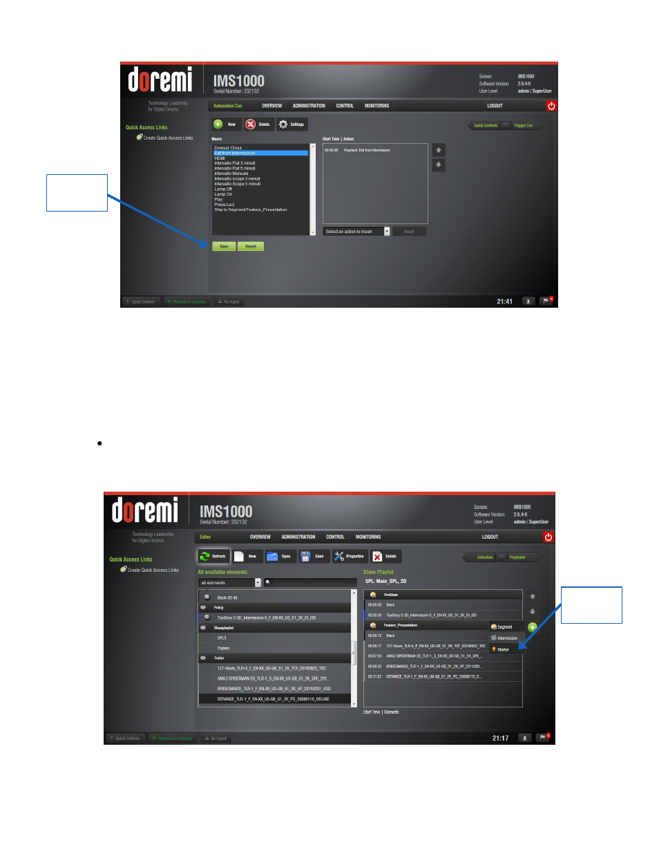 Exit intermission marker | Doremi IMS1000 User Manual | Page 212 / 320