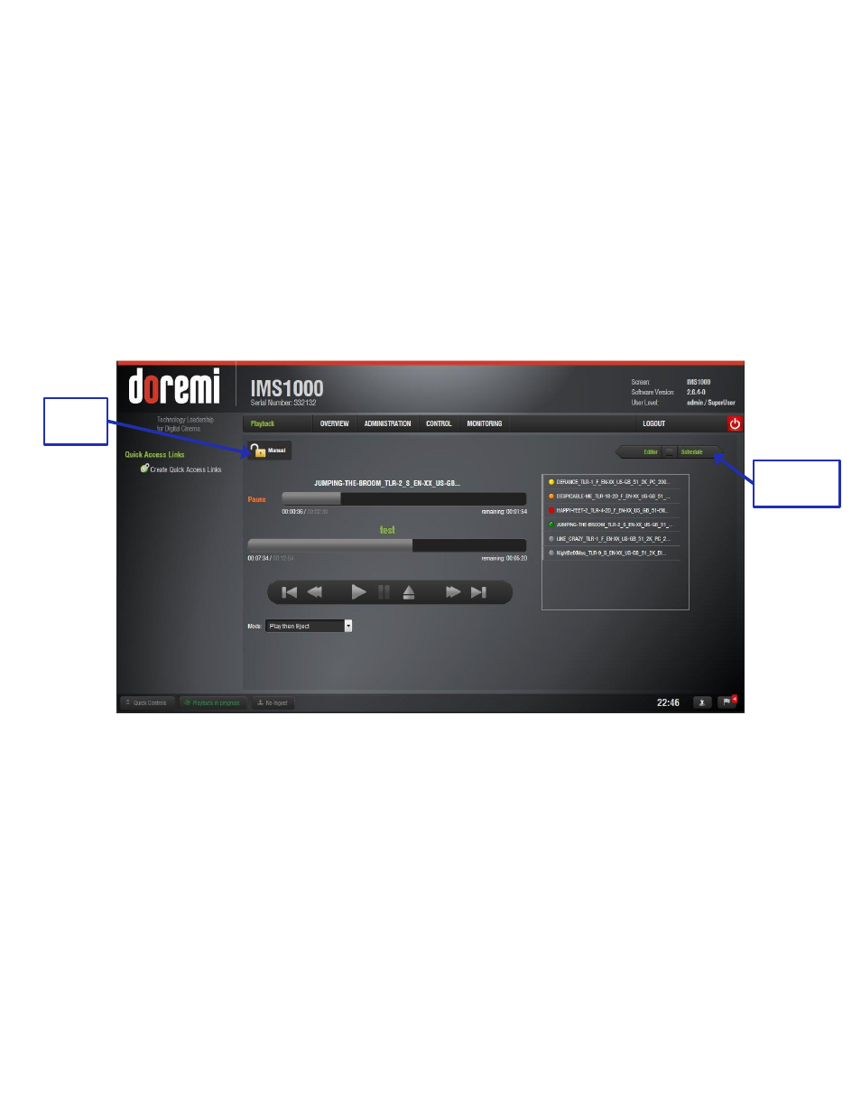 Playback of a live event, Playback lock mode | Doremi IMS1000 User Manual | Page 217 / 320