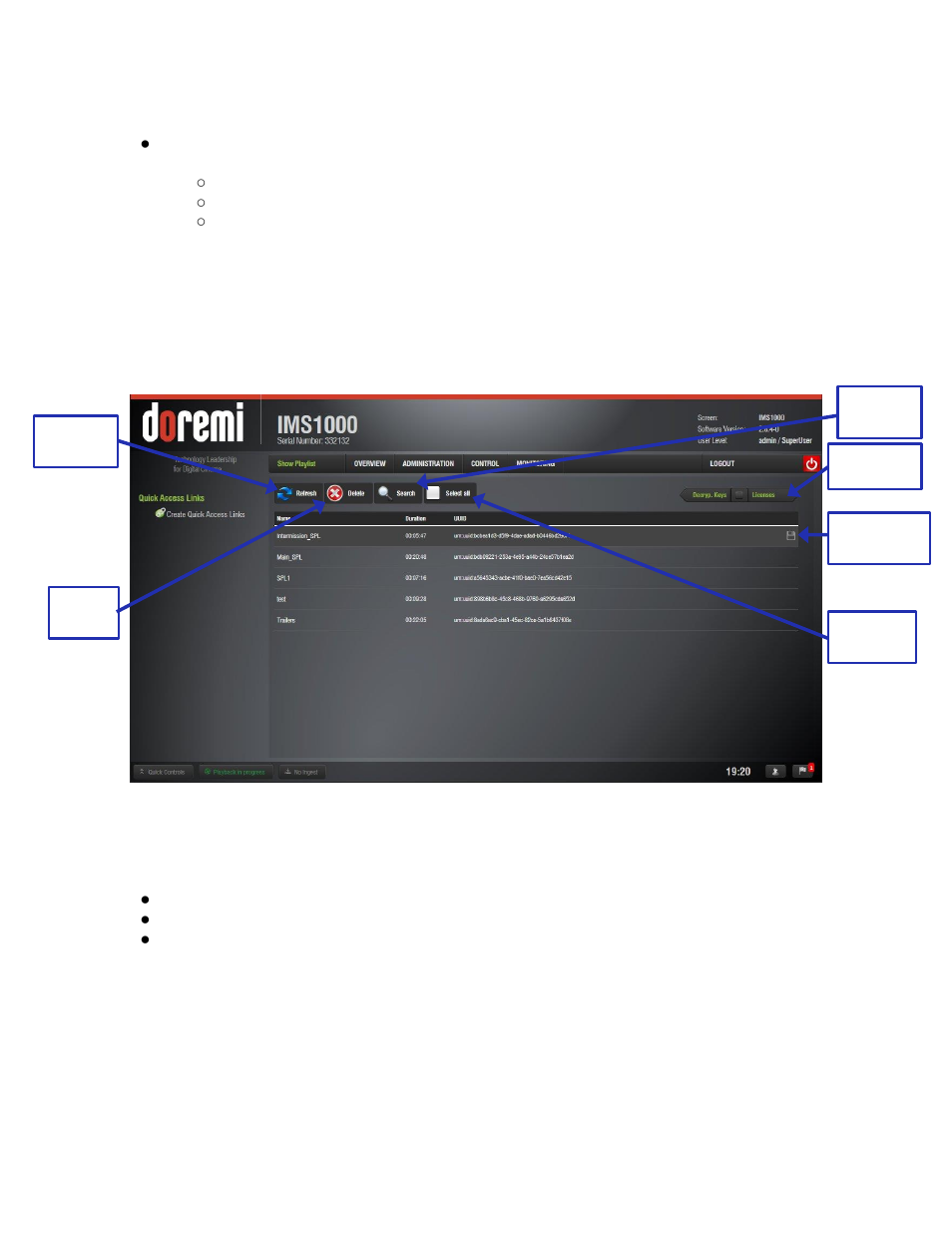 Show playlists tab, Delete a spl | Doremi IMS1000 User Manual | Page 240 / 320