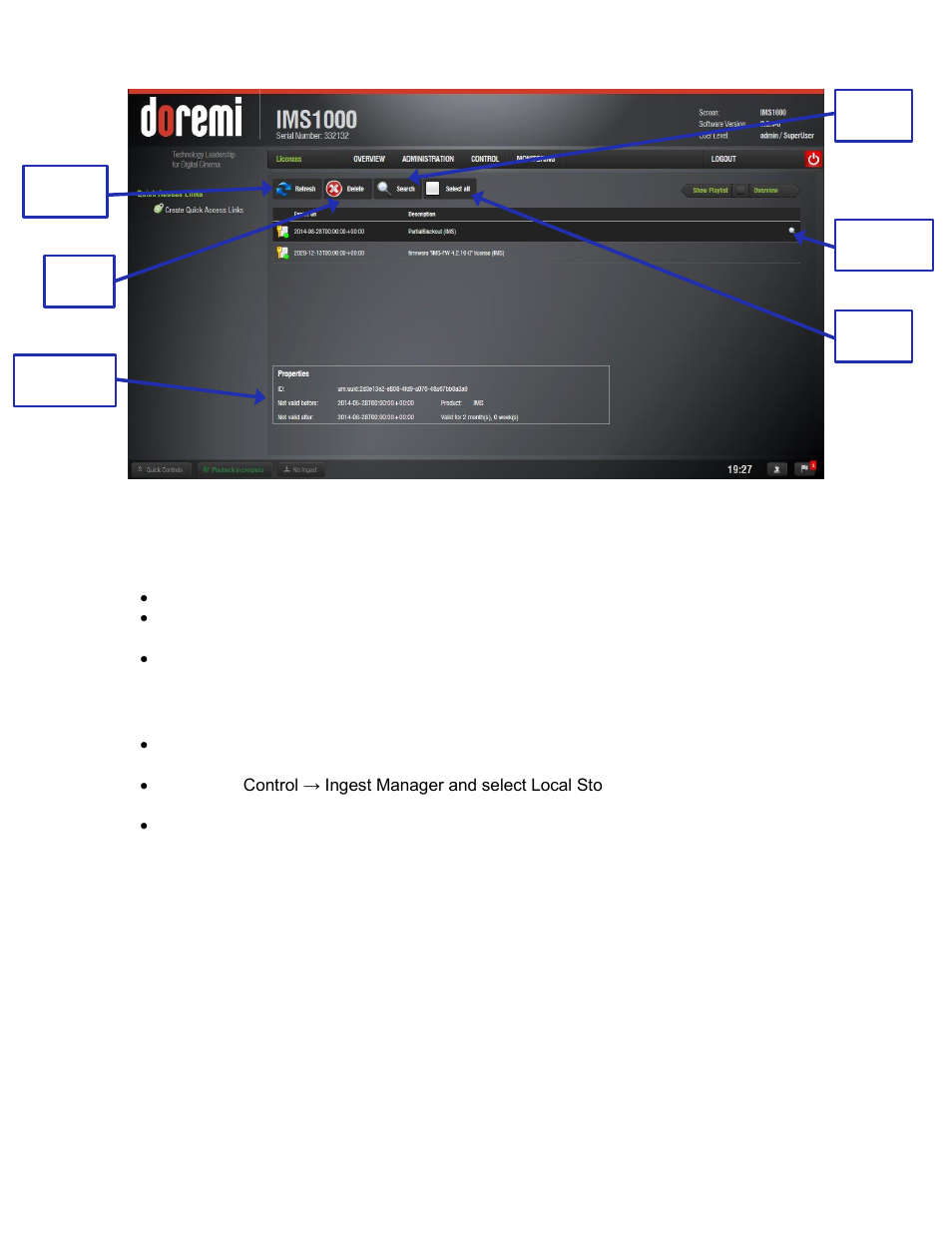 Delete a license, Adding a license, Figure 305) | Doremi IMS1000 User Manual | Page 243 / 320
