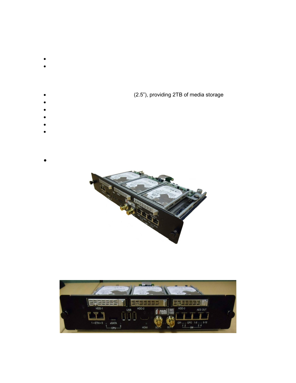 Environmental specifications, Performance / storage / power, Ims1000 | Ims1000 faceplate overview, 3 environmental specifications, 4 performance / storage / power | Doremi IMS1000 User Manual | Page 29 / 320