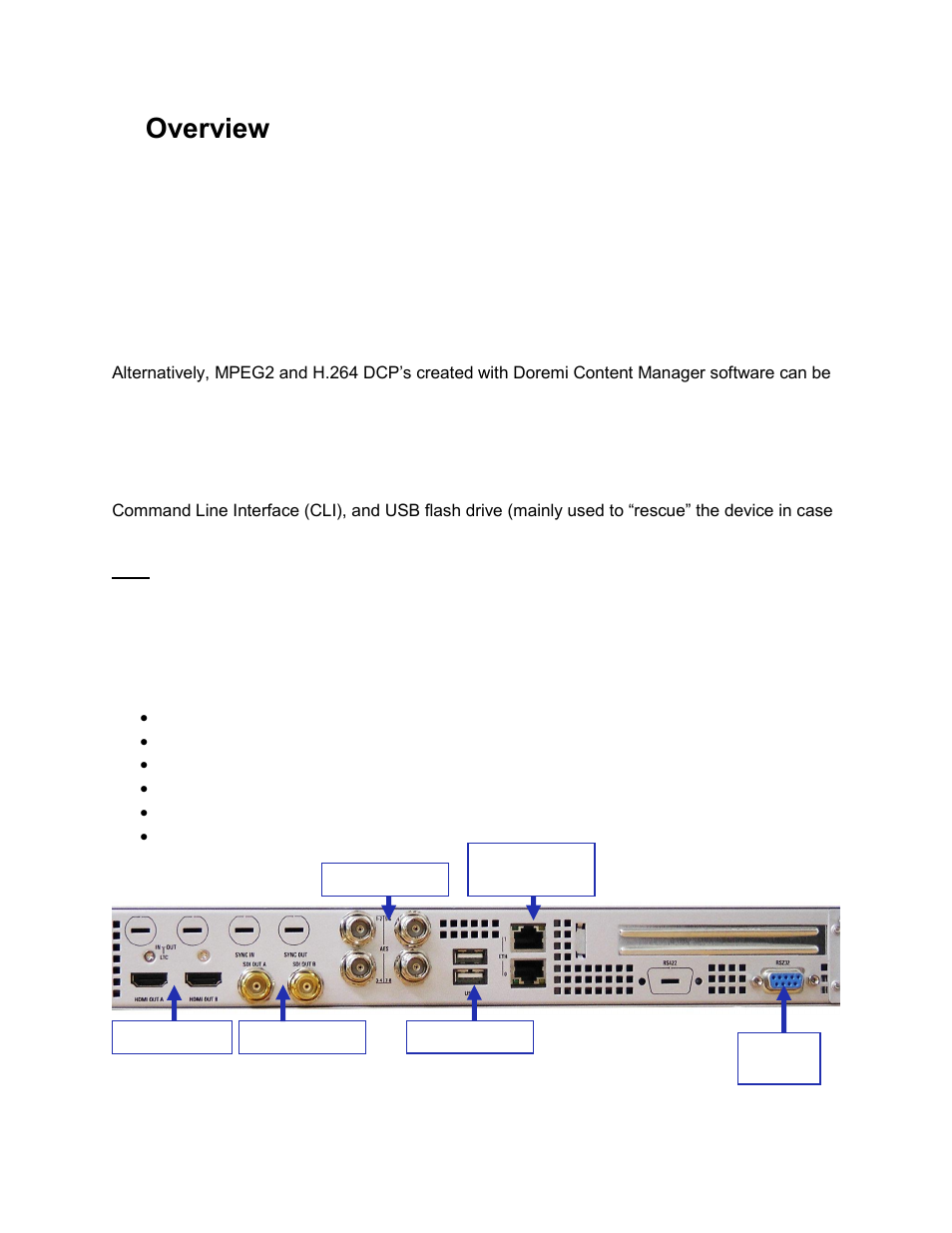 Overview, Device overview, 2overview | 1 device overview | Doremi LE100 User Manual | Page 9 / 52