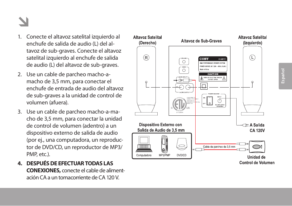 Instalación | COBY electronic CSMP77 User Manual | Page 17 / 38