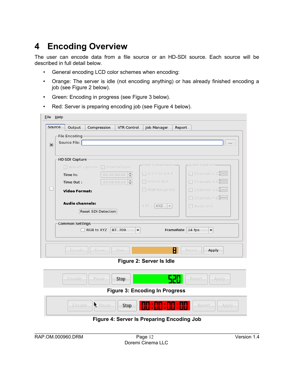 4 encoding overview | Doremi Rapid and Rapid-2x User Manual | Page 12 / 91