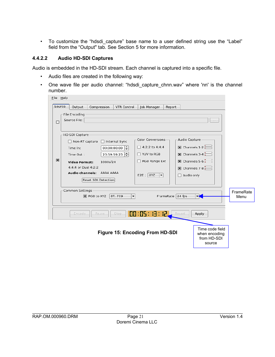 2 audio hd-sdi captures | Doremi Rapid and Rapid-2x User Manual | Page 21 / 91