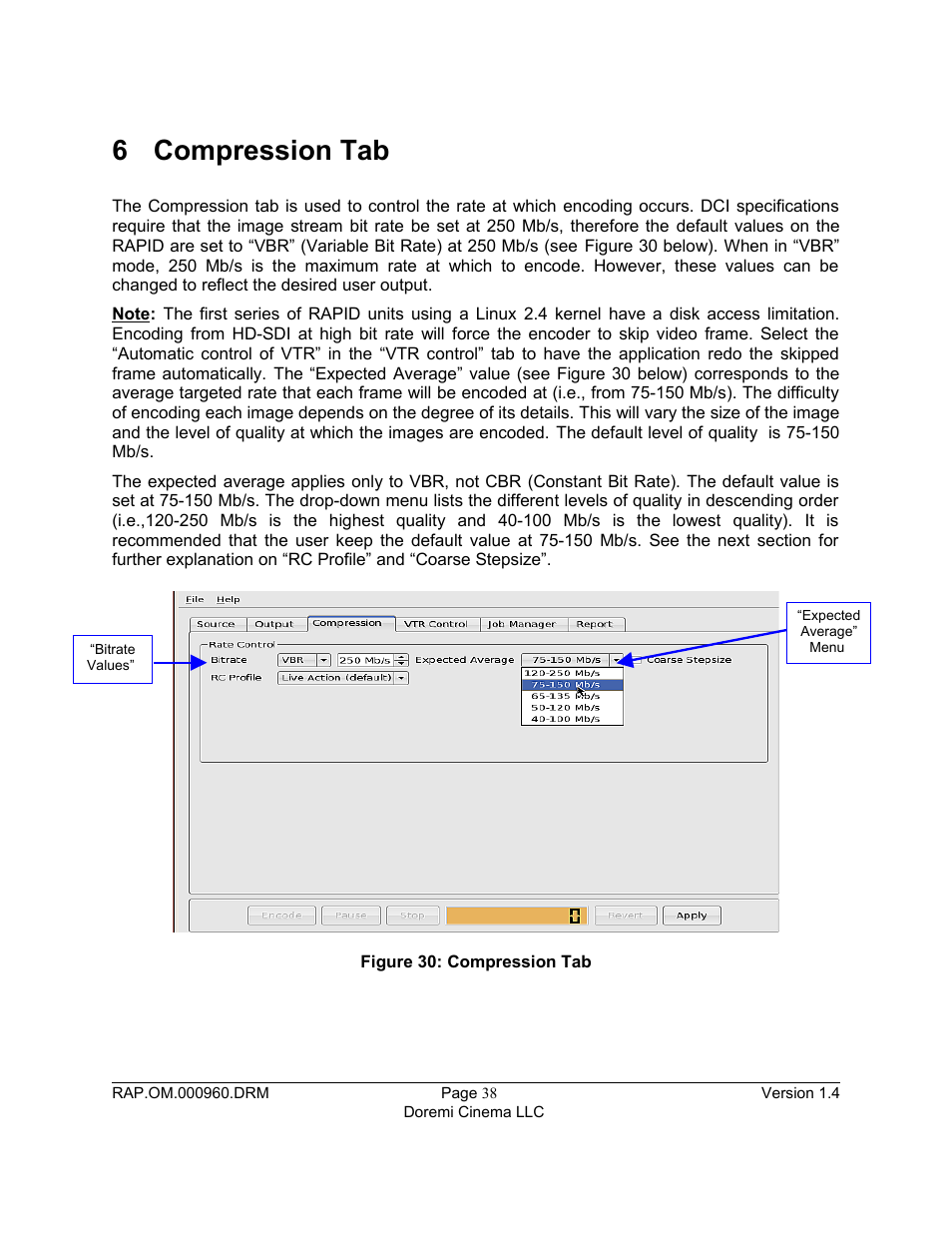 6 compression tab | Doremi Rapid and Rapid-2x User Manual | Page 38 / 91