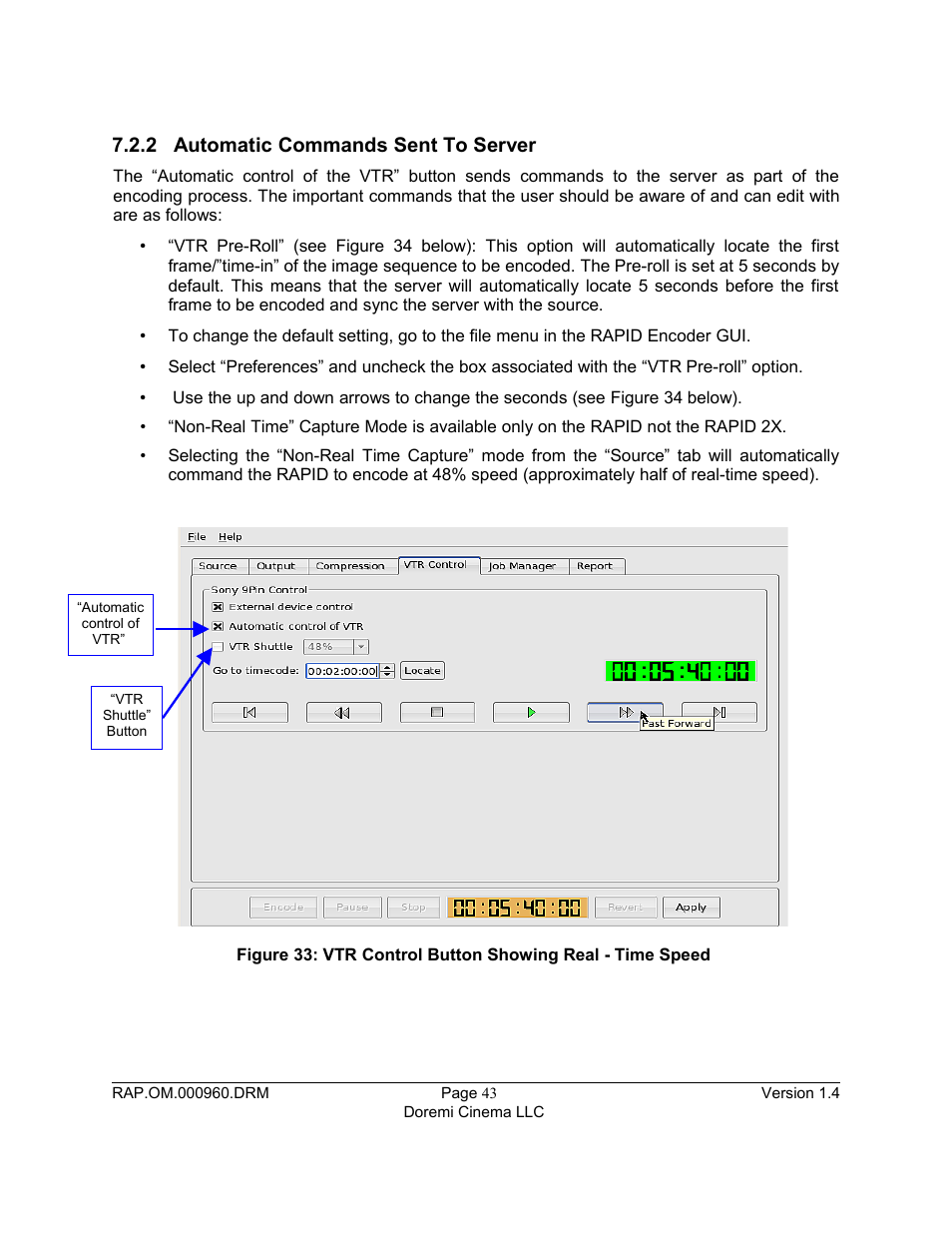 2 automatic commands sent to server | Doremi Rapid and Rapid-2x User Manual | Page 43 / 91