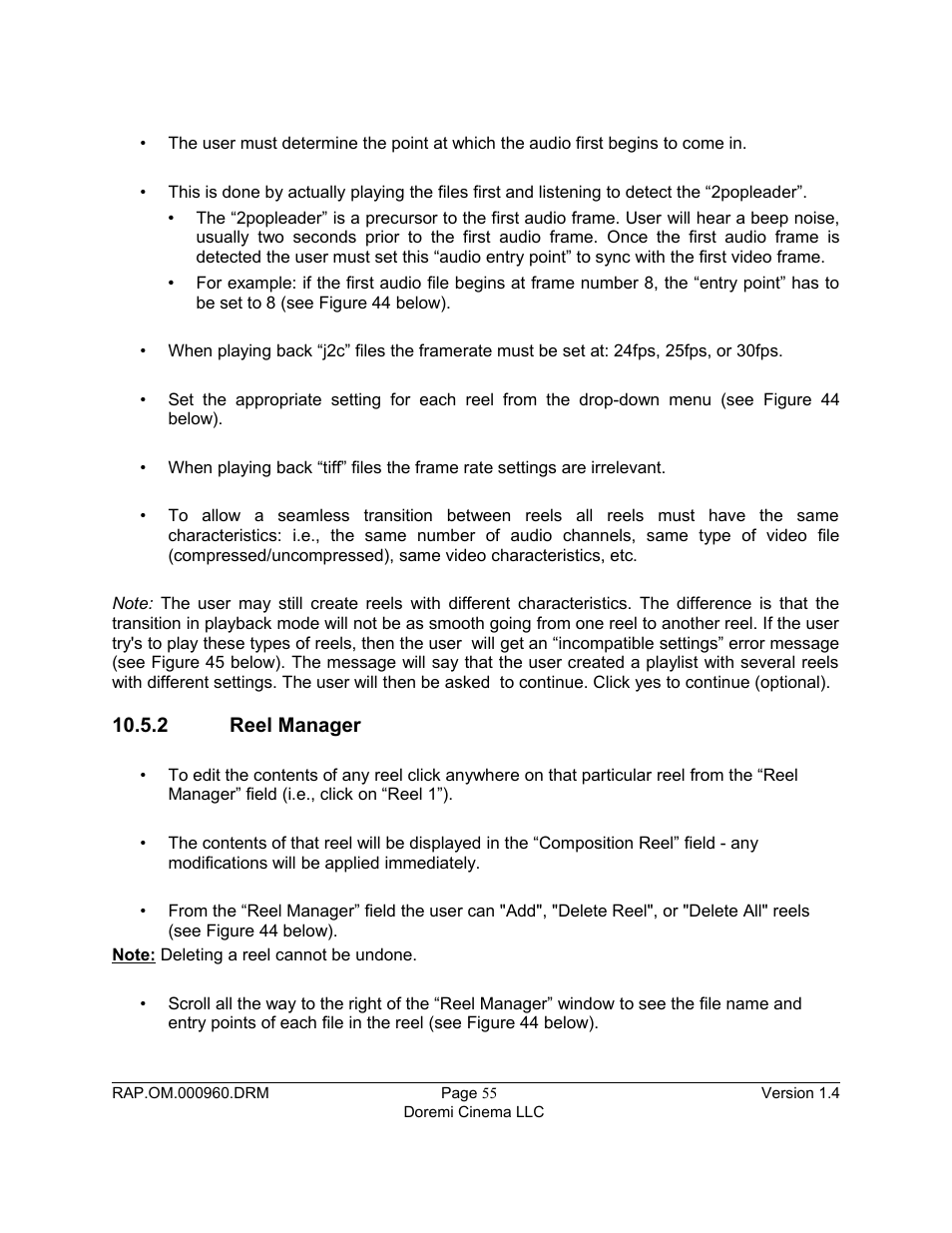 2 reel manager | Doremi Rapid and Rapid-2x User Manual | Page 55 / 91