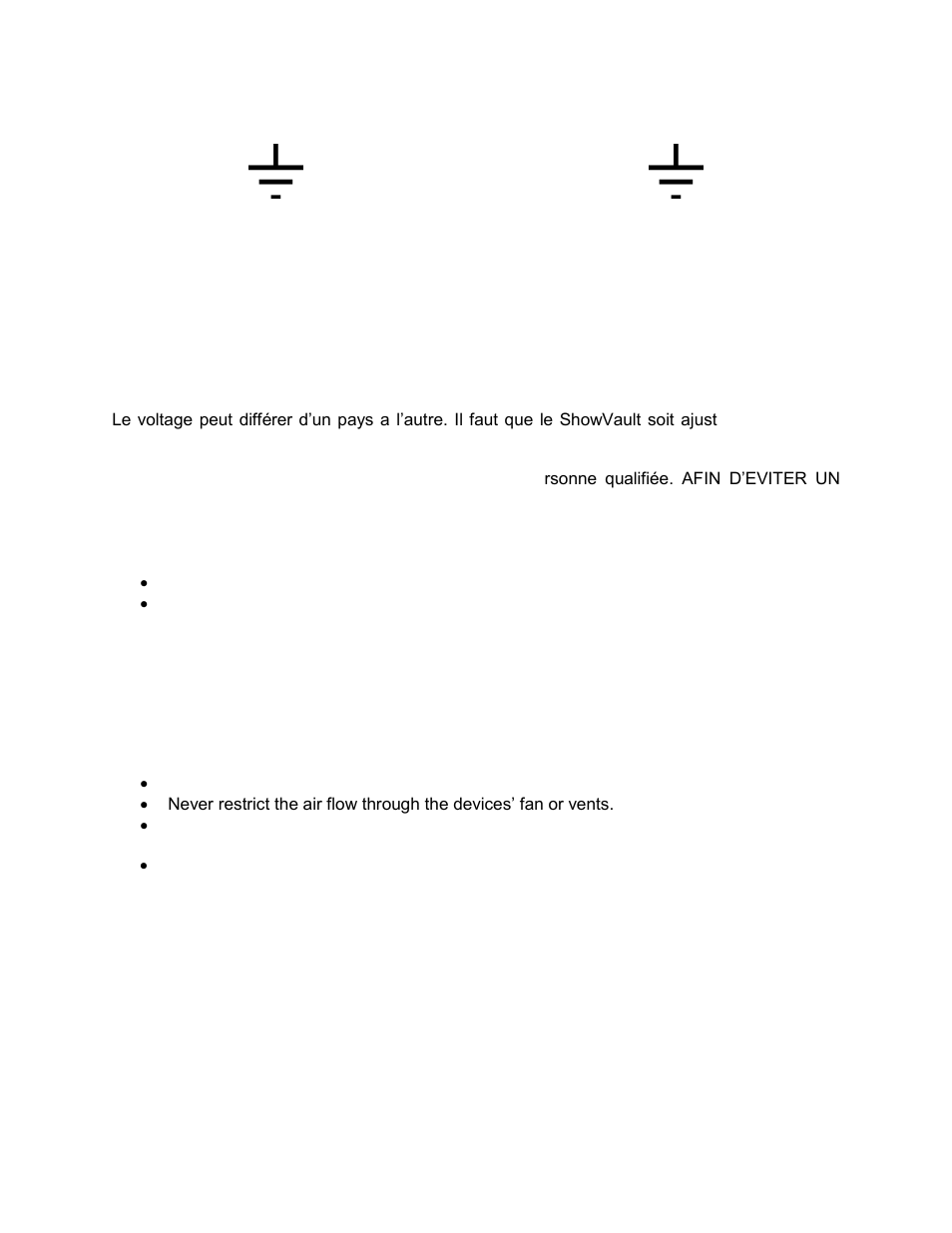 Warning, Important, Avis | Showvault power ratings, Showvault rack mount and thermal information, Protecting yourself and the showvault | Doremi ShowVault / IMB User Manual | Page 7 / 146