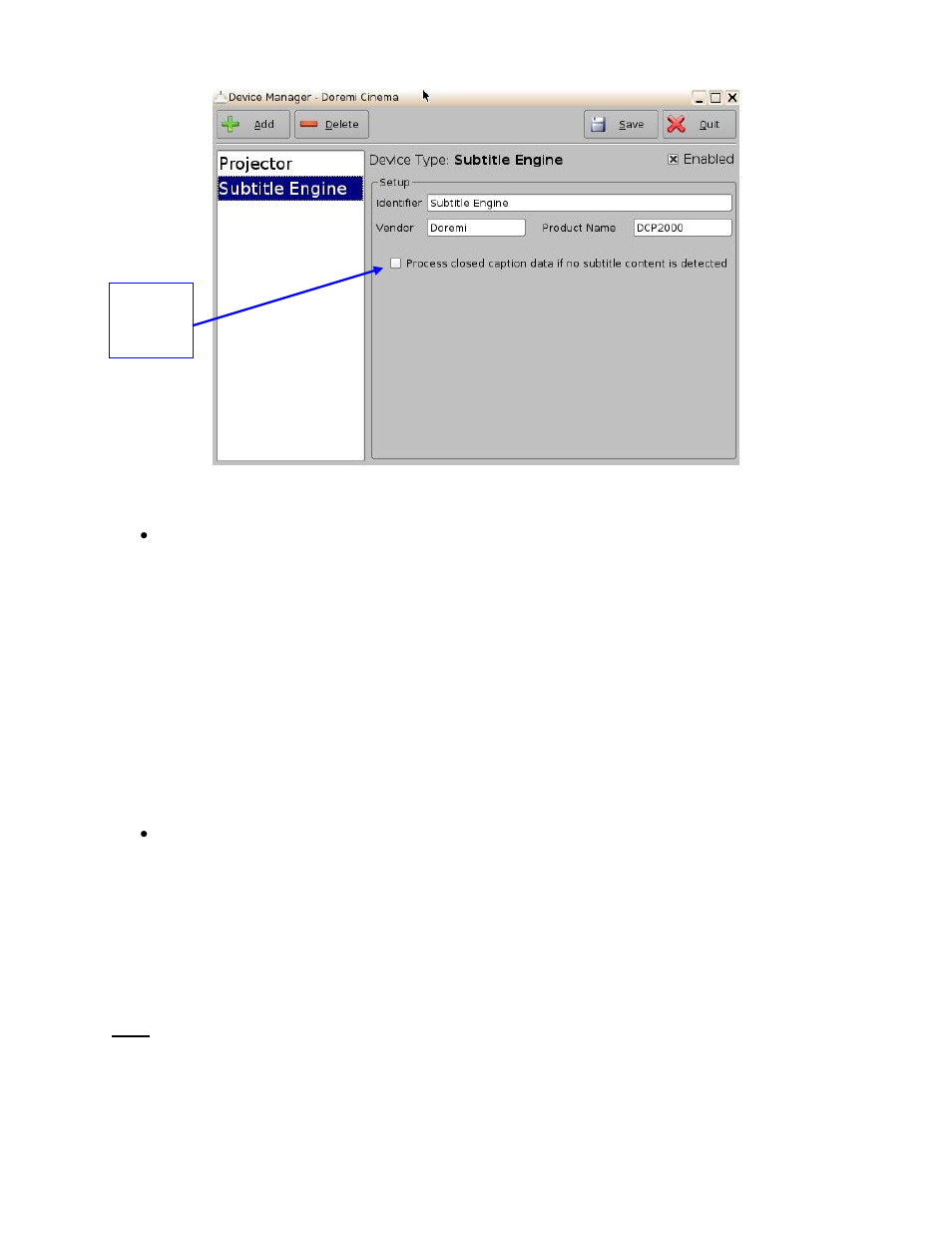 Process closed caption data as subtitles, Iagnostic, Anager | 8 diagnostic tool, 9 flmx manager | Doremi ShowVault / IMB User Manual | Page 115 / 276