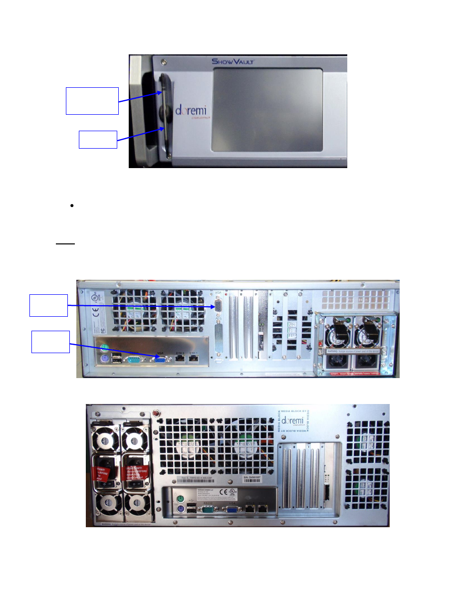 Ault, Anel, 2 showvault rear panel | Doremi ShowVault / IMB User Manual | Page 14 / 276