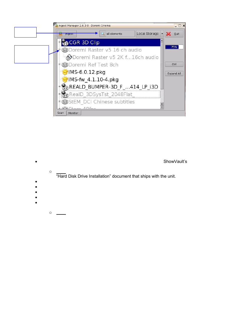 Ngesting, Ontent, Ingesting content from a usb drive | Figure 189), 3 ingesting content 8.3.1, Usb drive | Doremi ShowVault / IMB User Manual | Page 145 / 276