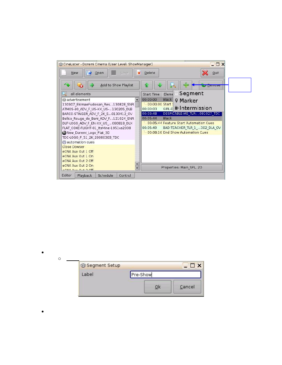 Segment, marker, and intermission, Egment, 14 segment, marker, and intermission | 1 segment | Doremi ShowVault / IMB User Manual | Page 171 / 276