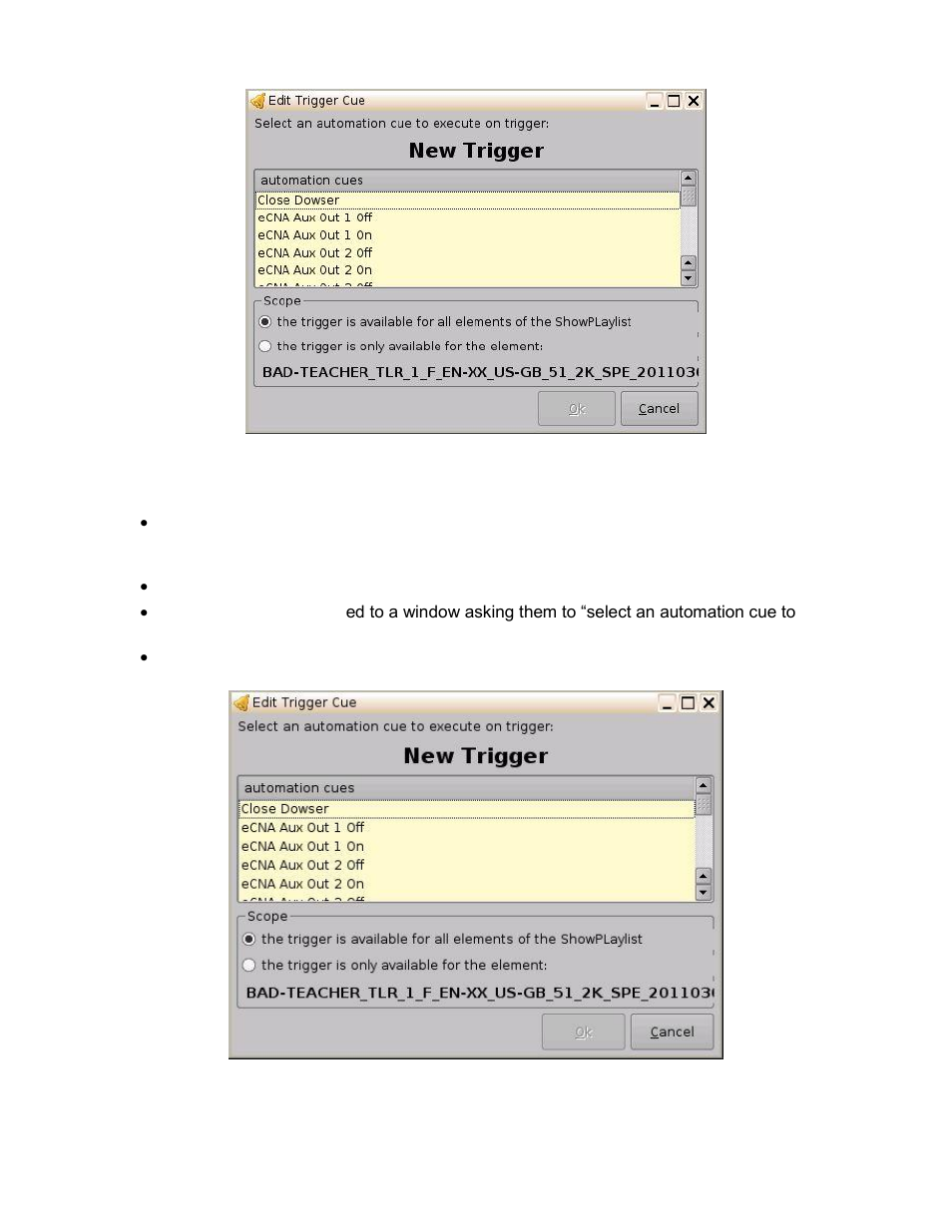 Dd a, Rigger, Ue for | Lement of the, Laylist, Figure 272), Figure, L (figure 273) | Doremi ShowVault / IMB User Manual | Page 207 / 276