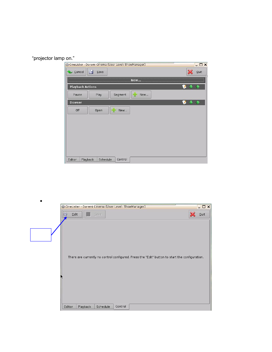 Cinelister control tab, Dding a, Acro | 20 cinelister control tab, 1 adding a macro | Doremi ShowVault / IMB User Manual | Page 225 / 276